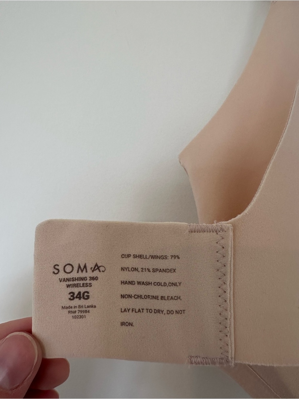 SOMA Vanishing 360 Wireless Bra 34G Tan Nude - Picture 5 of 5
